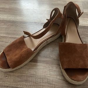 Banana Republic Camel Suede Platform Espadrilles